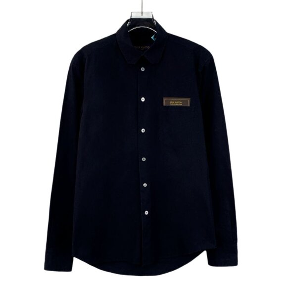 Louis Vuitton Black Cotton Long-Sleeved Single-Breasted Shirt With Pocket Logo L - Picture 1 of 8